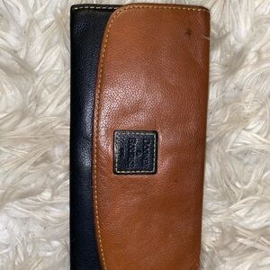 Dooney & Bourke Black and Tan Leather Wallet